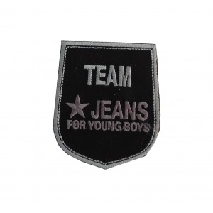 Shield Iron-on Embroidery Sticker - Team Jeans - Color Black and Grey